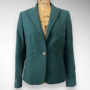 WILLOW GLENN BY ANDREW MARC Women's Teal Wool Blend Blazer Size 6 | EUC
